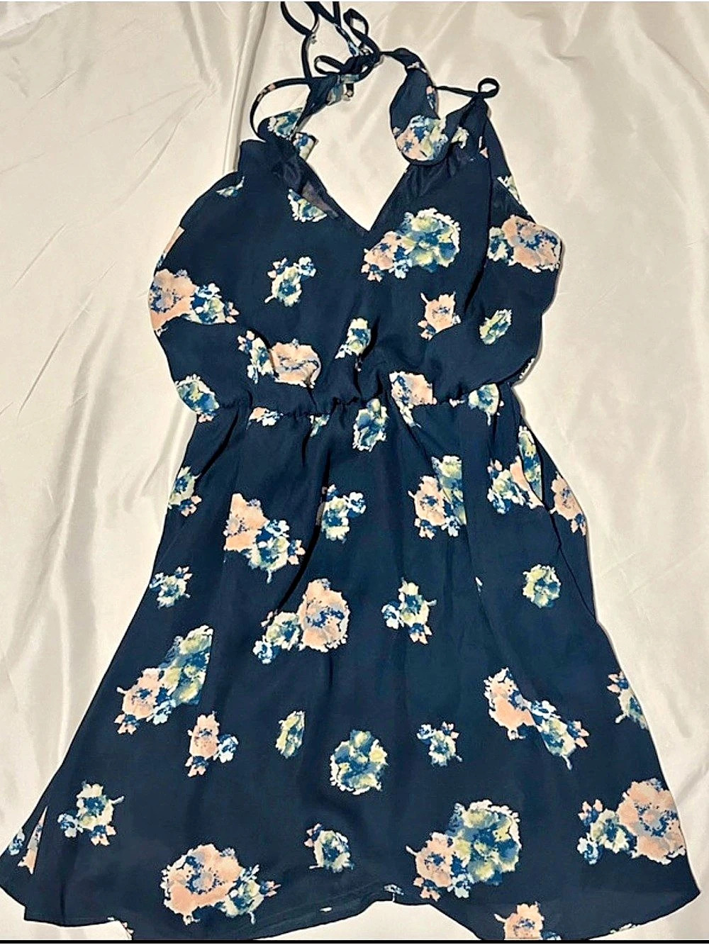Lush Floral Mini Dress in Blue & Pink Size Large